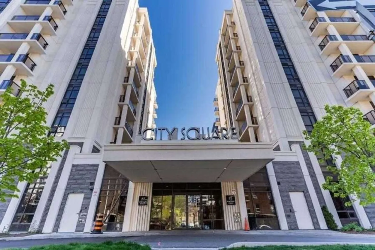 Entrance to the City Square condo building on Robinson Street in downtown Hamilton